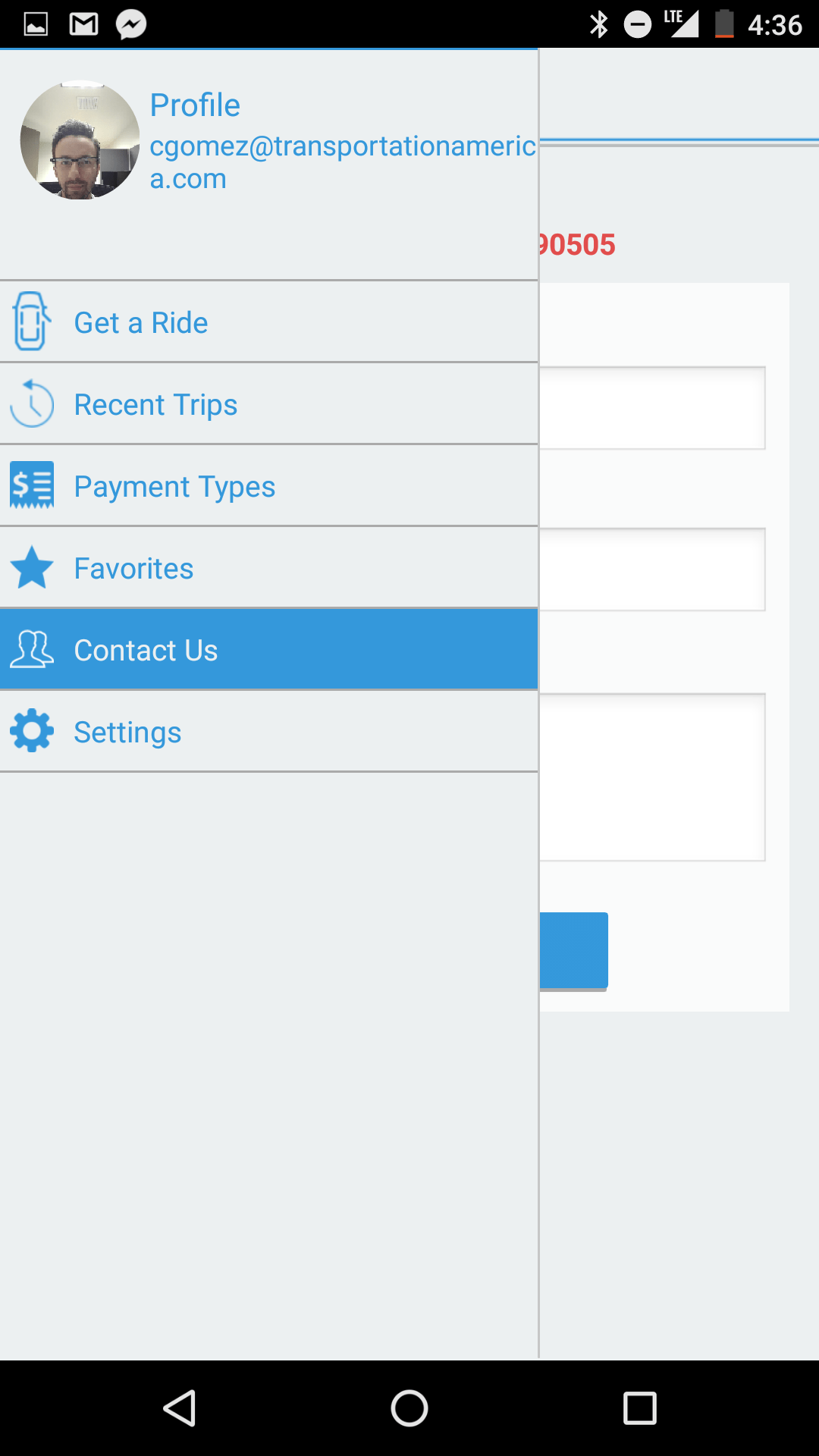 Trip2 app contact screenshot.